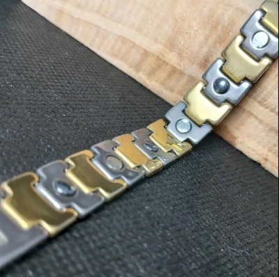 Picture of Silver Golden Diamond Cut Stone Ceramic Bracelet