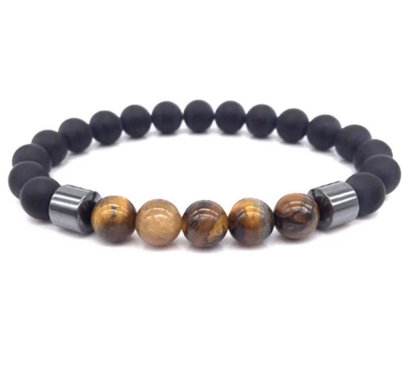 Picture of Natural Black Onyx Alloy Metal Beads Men