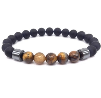 Picture of Natural Black Onyx Alloy Metal Beads Men