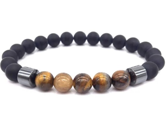 Picture of Natural Black Onyx Alloy Metal Beads Men