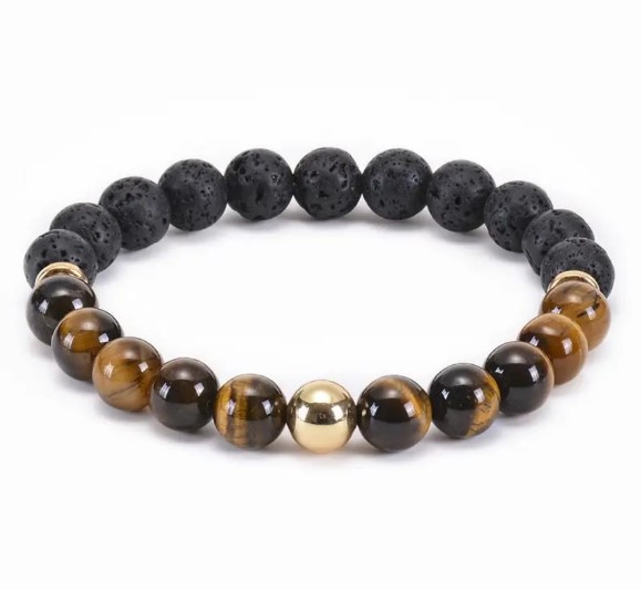 Picture of Natural Black Onyx Alloy Metal Beads Men