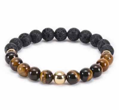 Picture of Natural Black Onyx Alloy Metal Beads Men
