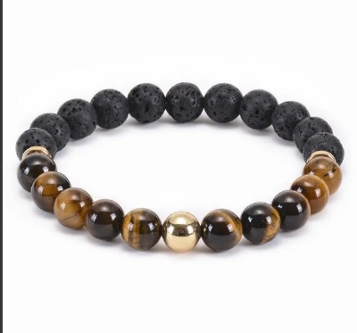 Picture of Natural Black Onyx Alloy Metal Beads Men