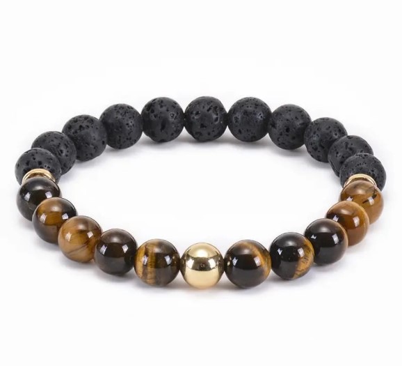 Picture of Natural Black Onyx Alloy Metal Beads Men