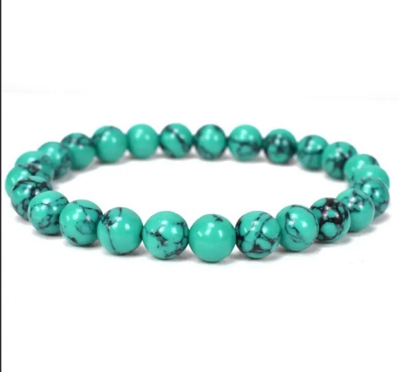 Picture of Bead Bracelet Dark Teal Marble Stone