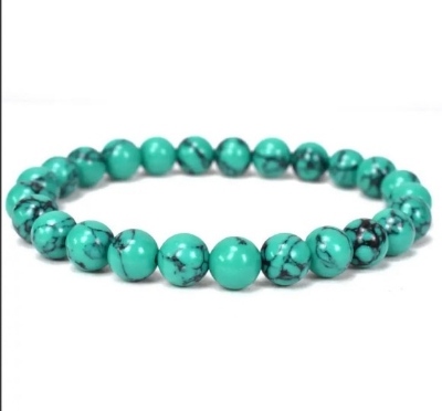 Picture of Bead Bracelet Dark Teal Marble Stone