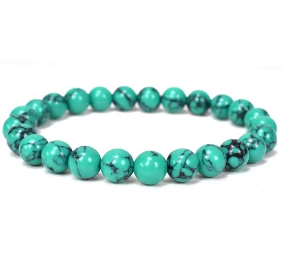 Picture of Bead Bracelet Dark Teal Marble Stone