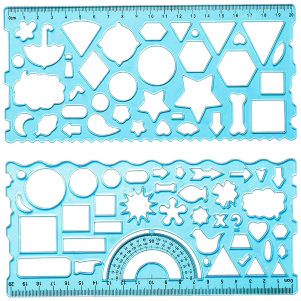 Buy 2-pieces-multifunctional-geometric-ruler-plastic-drawing-ruler-transparent-multipurpose-drawing-kids-drawing-template-measuring-tool-design-ruler-for-office-art-studio-school at Best Prices in Bangladesh