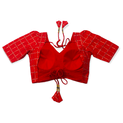 Picture of Red Color Semi Backless Blouse For Women