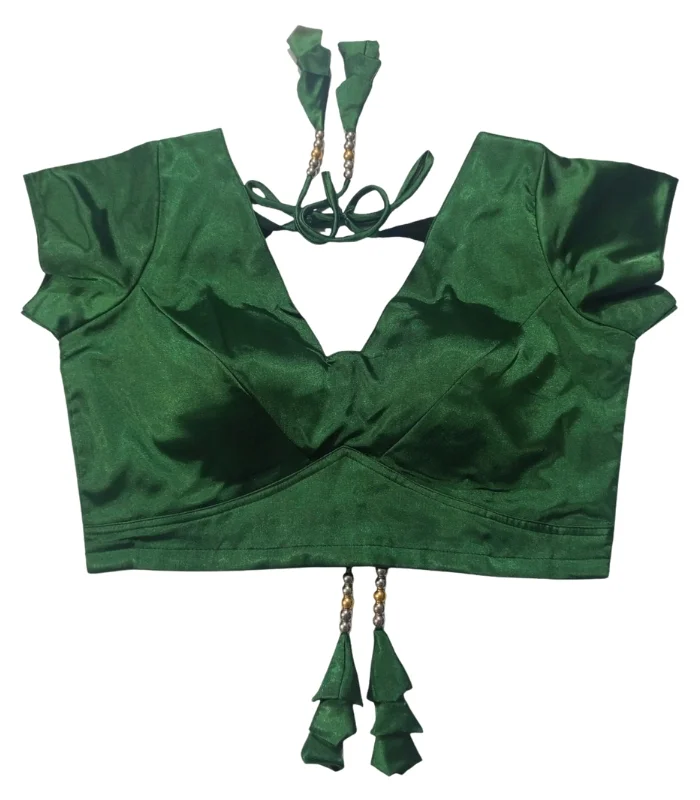 Picture of New Green Color Princess Cut Backless Blouse For Women