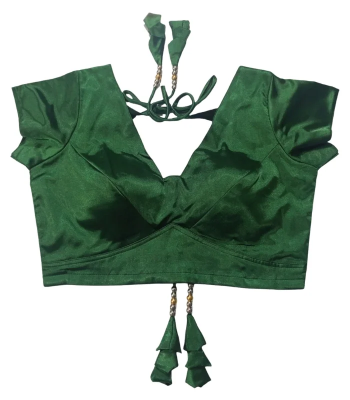 Picture of New Green Color Princess Cut Backless Blouse For Women