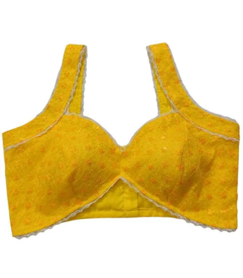 Picture of New Yellow Color Sleeveless Blouse For Women