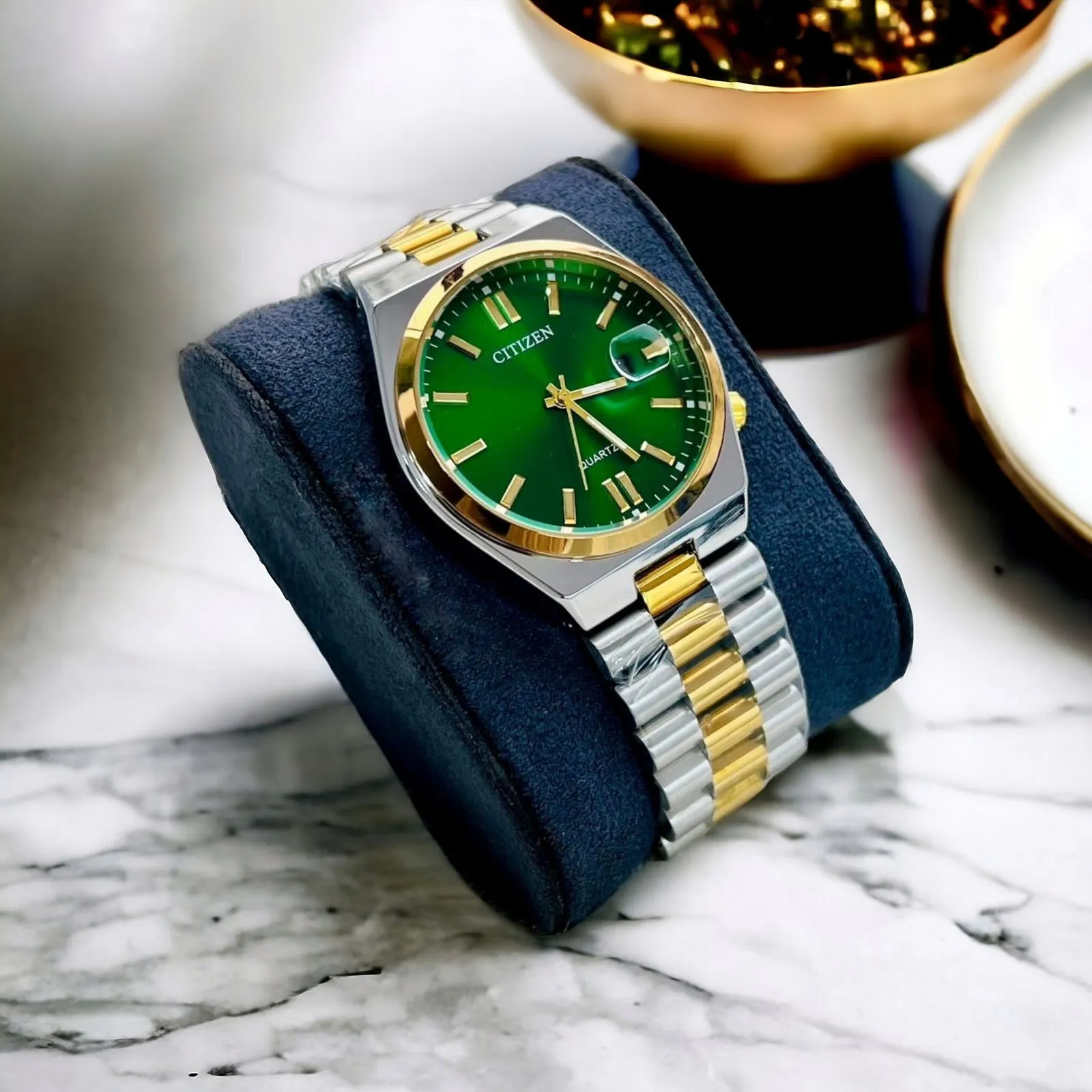 Buy Citizen Watch Silver & Golden Chain with Green Display at Best Price In Bangladesh