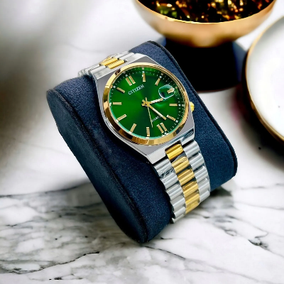 Buy Citizen Watch Silver & Golden Chain with Green Display at Best Price In Bangladesh