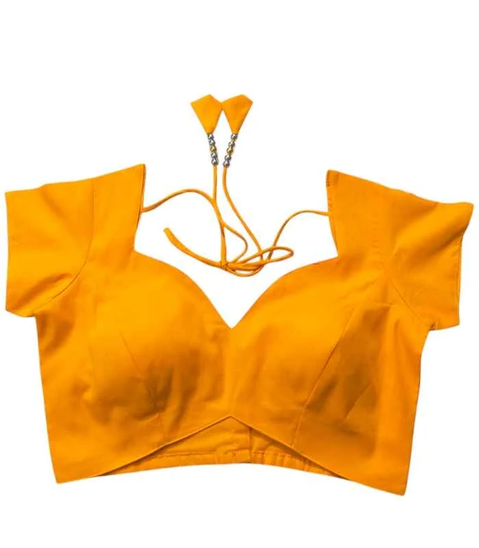 Picture of Yellow color Backless blouse for women