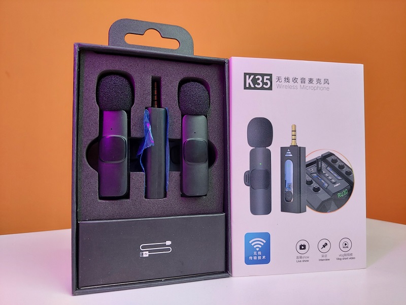 Picture of K35 Dual Wireless Microphone 3.5mm Supported for Camera, Sound card, Smartphone