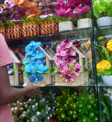 Buy    Artificial orchid flowers in the wooden house tab. - Vintage Choice - Expression of Yourself at Best Prices in Bangladesh