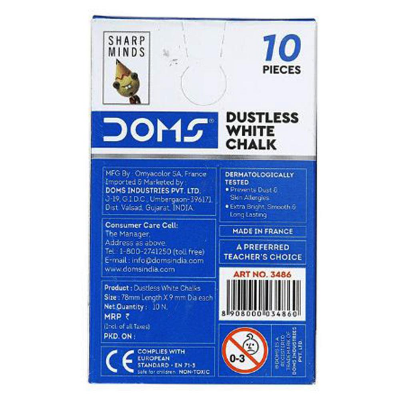 Buy doms-non-toxic-dustless-white-chalk-10-pcs at Best Prices in Bangladesh