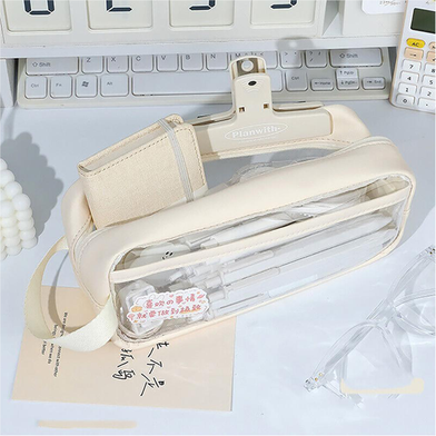 Buy  Large Capacity Transparent Pencil Case For Student (Off White)   Best Prices in Bangladesh