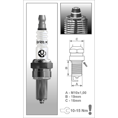 BRISK AR12ZS Multispark Premium Spark Plug for High End Motorcycle Long Thread 19 X 16 mm 1 Piece (Made in Czech Republic)