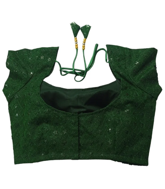 Picture of Green Color Semi Backless Blouse For Women