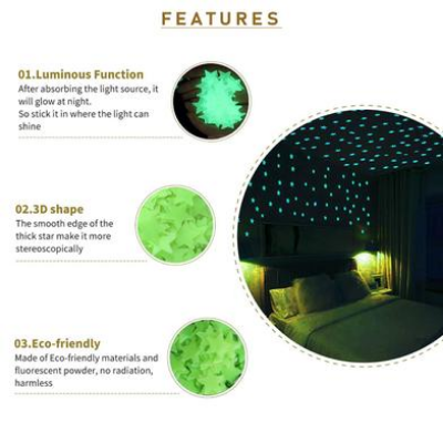 Buy  Stickonn Plastic Fluorescent Glow In The Wall Sticker (3.8x3.8 cm) Green at Best Prices in Bangladesh