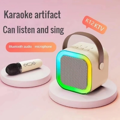 Picture of K12 Karaoke Machine Portable Bluetooth 5.3 PA Speaker With 1 Wireless Microphones Home Family Singing Children's Gifts