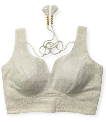 Picture of New Net Sequence Fabrics White Color Blouse For Women