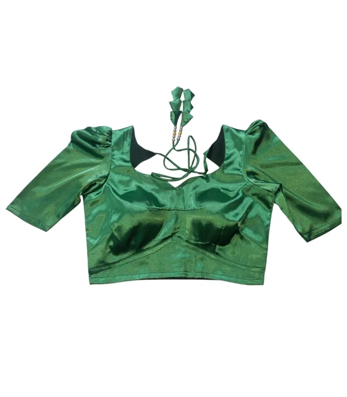 Picture of Green Color Semi Backless Blouse For Women  