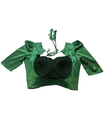 Picture of Green Color Semi Backless Blouse For Women  