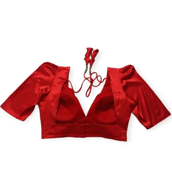 Picture of New Red Color Semi Backless Blouse For Girls