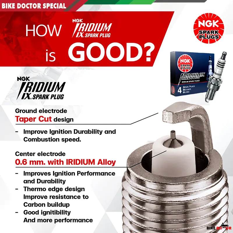 Buy  NGK IRIDIUM IX Long and Short Thread Performance Spark Plug for All Motorcycle (Made in Japan-USA Edition) best Price In Bangladesh