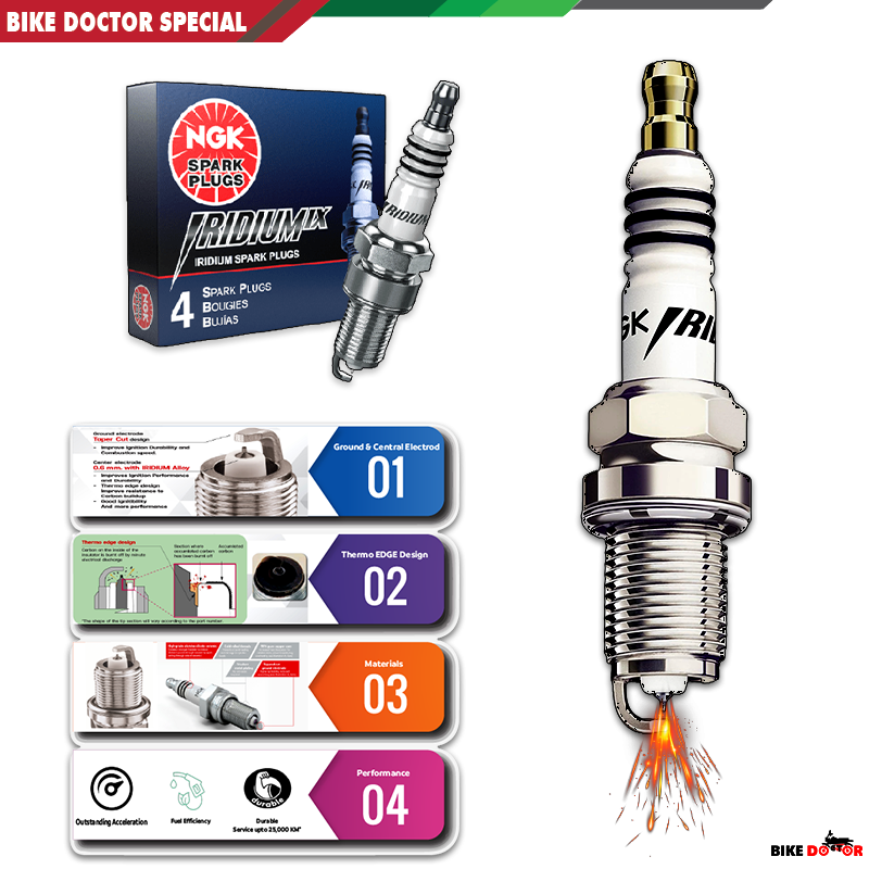 Buy  NGK IRIDIUM IX Long and Short Thread Performance Spark Plug for All Motorcycle (Made in Japan-USA Edition) best Price In Bangladesh