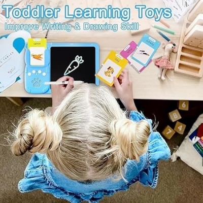 Picture of 2 in 1 Talking Flash Cards with LCD Writing Tablet for Kids, 224 Words Flash Cards for Kids, Speech Therapy Autism Toys, Educational Learning Toys Gifts for 3 4 5 6 Year Old