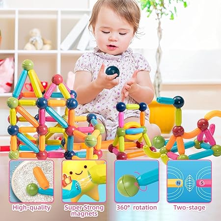 Picture of Learning Magnetic Sticks & Balls Building Blocks Kids Activities Toys for Toddlers, Educational Stem Learning Magnet Building Blocks,Kids Toys for 3+ 3 4 5 6 7 8 9 Years-  (36 Piece)