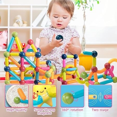 Picture of Learning Magnetic Sticks & Balls Building Blocks Kids Activities Toys for Toddlers, Educational Stem Learning Magnet Building Blocks,Kids Toys for 3+ 3 4 5 6 7 8 9 Years-  (36 Piece)