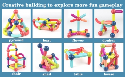 Picture of Learning Magnetic Sticks & Balls Building Blocks Kids Activities Toys for Toddlers, Educational Stem Learning Magnet Building Blocks,Kids Toys for 3+ 3 4 5 6 7 8 9 Years-  (36 Piece)
