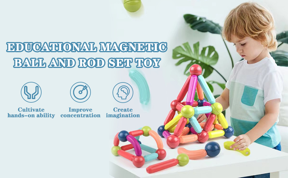Picture of Learning Magnetic Sticks & Balls Building Blocks Kids Activities Toys for Toddlers, Educational Stem Learning Magnet Building Blocks,Kids Toys for 3+ 3 4 5 6 7 8 9 Years-  (36 Piece)