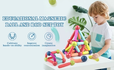 Picture of Learning Magnetic Sticks & Balls Building Blocks Kids Activities Toys for Toddlers, Educational Stem Learning Magnet Building Blocks,Kids Toys for 3+ 3 4 5 6 7 8 9 Years-  (36 Piece)