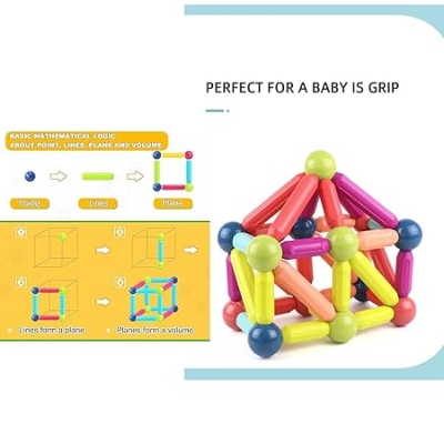 Picture of Learning Magnetic Sticks & Balls Building Blocks Kids Activities Toys for Toddlers, Educational Stem Learning Magnet Building Blocks,Kids Toys for 3+ 3 4 5 6 7 8 9 Years-  (36 Piece)