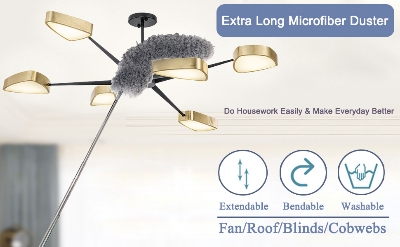 Picture of Big Size Fulminare Microfiber Feather Duster Bendable & Extendable Fan Cleaning Duster with 100 inches Expandable Pole Handle Washable Duster for High Ceiling Fans,Window Blinds, Furniture (Standard)