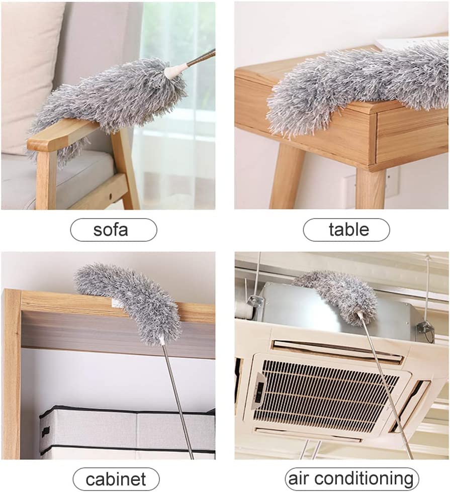 Picture of Big Size Fulminare Microfiber Feather Duster Bendable & Extendable Fan Cleaning Duster with 100 inches Expandable Pole Handle Washable Duster for High Ceiling Fans,Window Blinds, Furniture (Standard)