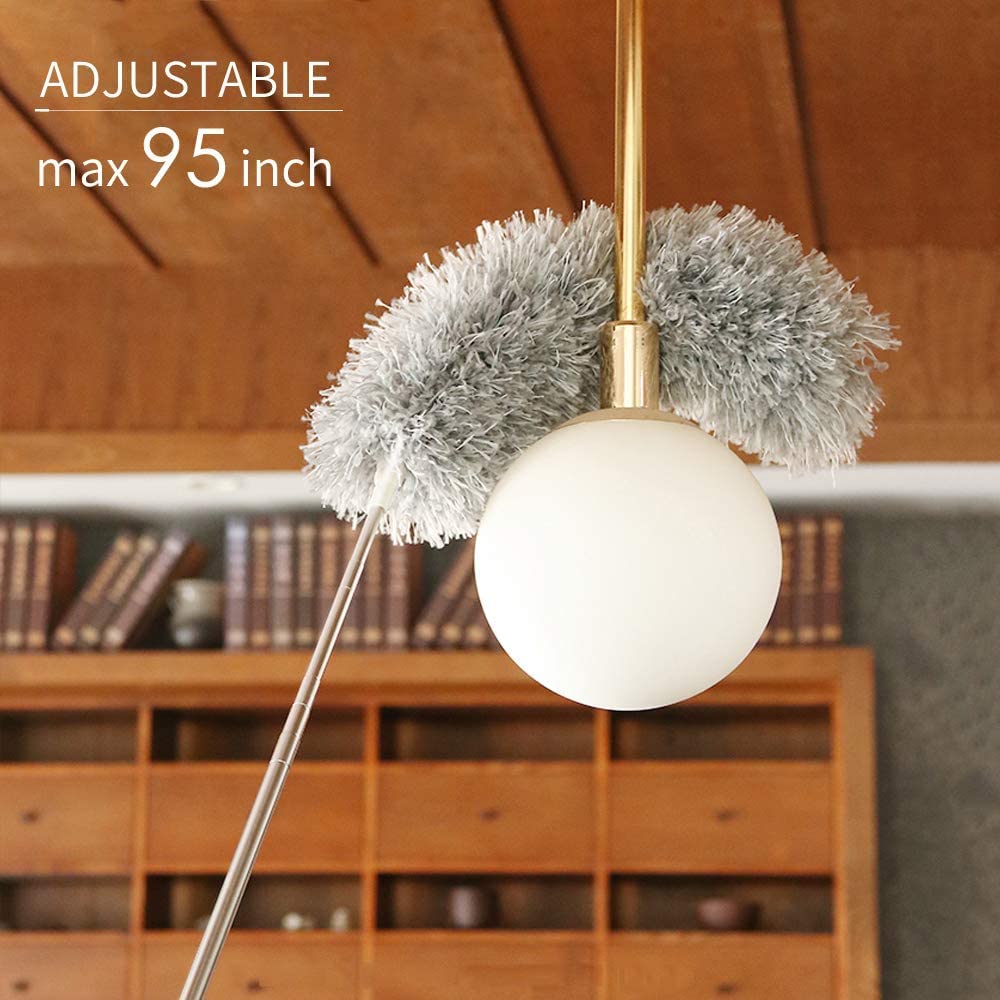 Picture of Big Size Fulminare Microfiber Feather Duster Bendable & Extendable Fan Cleaning Duster with 100 inches Expandable Pole Handle Washable Duster for High Ceiling Fans,Window Blinds, Furniture (Standard)