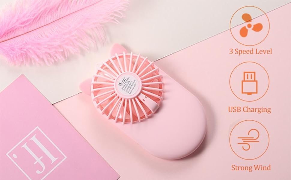 Picture of Summer 1Pc Cute Portable Mini Fan Handheld Usb Chargeable Desktop Fans 3 Mode Adjustable Summer Cooler For Outdoor Travel Office - Charger Fan