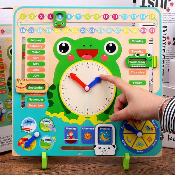 Picture of Extrokids Wooden multifunction calendar Clock Set for month, day, weather ,Time Toy