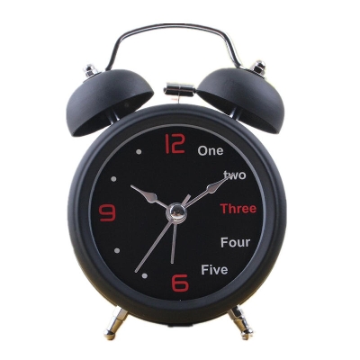 Picture of Twin Bell Alarm Clock-Black - Wall Clock