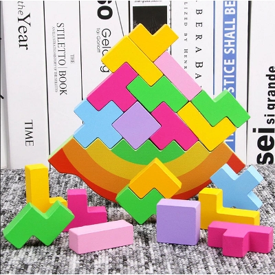 Picture of Rocking Stacking Height Wooden Building Blocks Children's Toys Balance Game Tetris Puzzle Assembly Blocks Kids' Floor