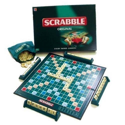 Picture of Wooden Scrabble board game puzzle English letters puzzle game children's learning English spelling table toy