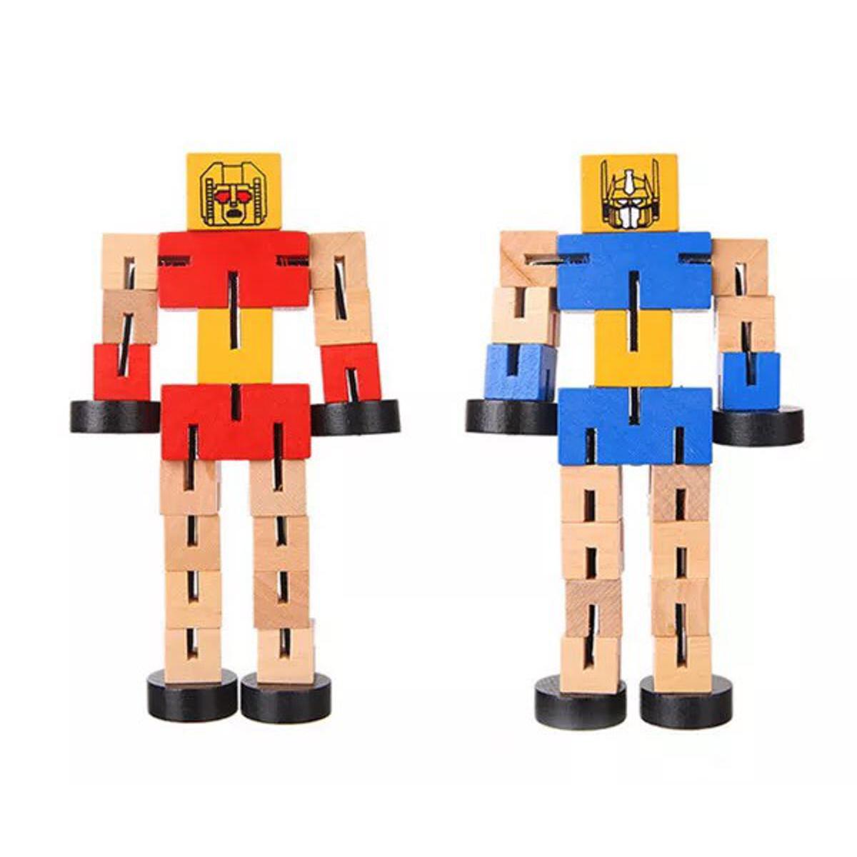 Picture of Transformer Robot Twister wooden Cube Toy - multicolor