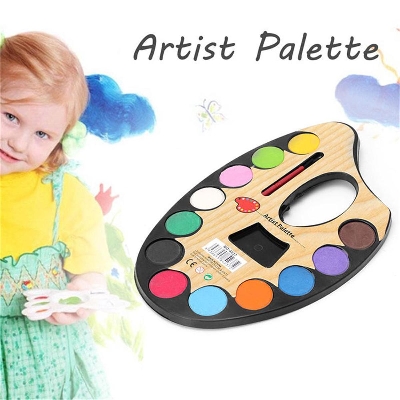 Picture of Small Artist 12Colors Gift Artist Pupil Learning Watercolor With Brush Graffiti Palette Painting Solid Pigmen